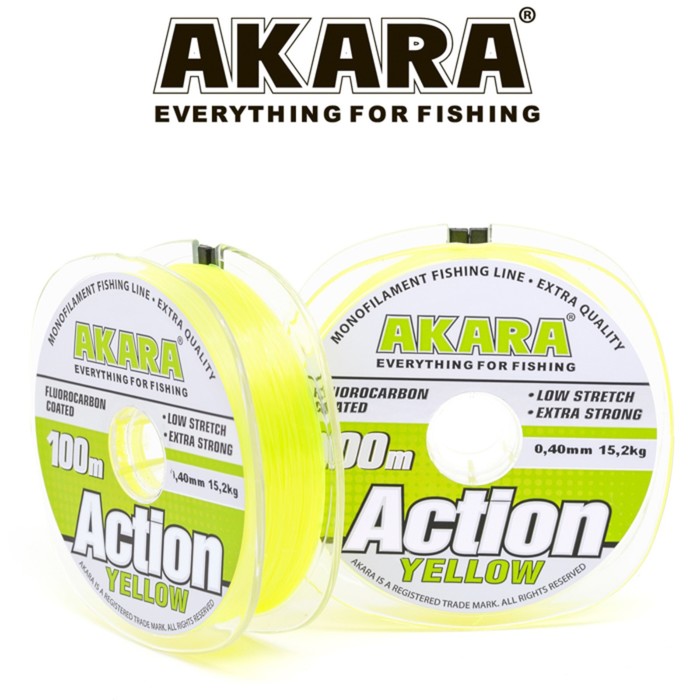 Леска Akara Action Yellow, цвет желтая, диаметр 0.275 мм, 100 м