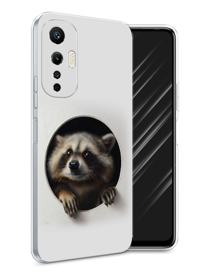 

Чехол Awog на Infinix Hot 20S "Любопытный енот", Коричневый;черный;белый, 3103650-1