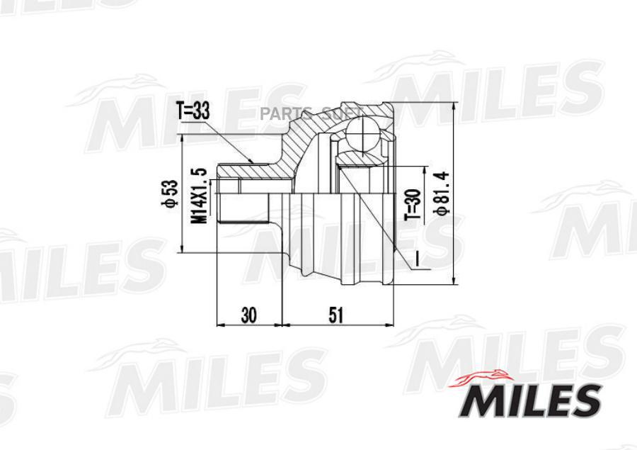 

Шрус Наружный Audi 80/90 1.6-1.9d 88-91 (Gkn 302128) Ga20012 Miles арт. GA20012