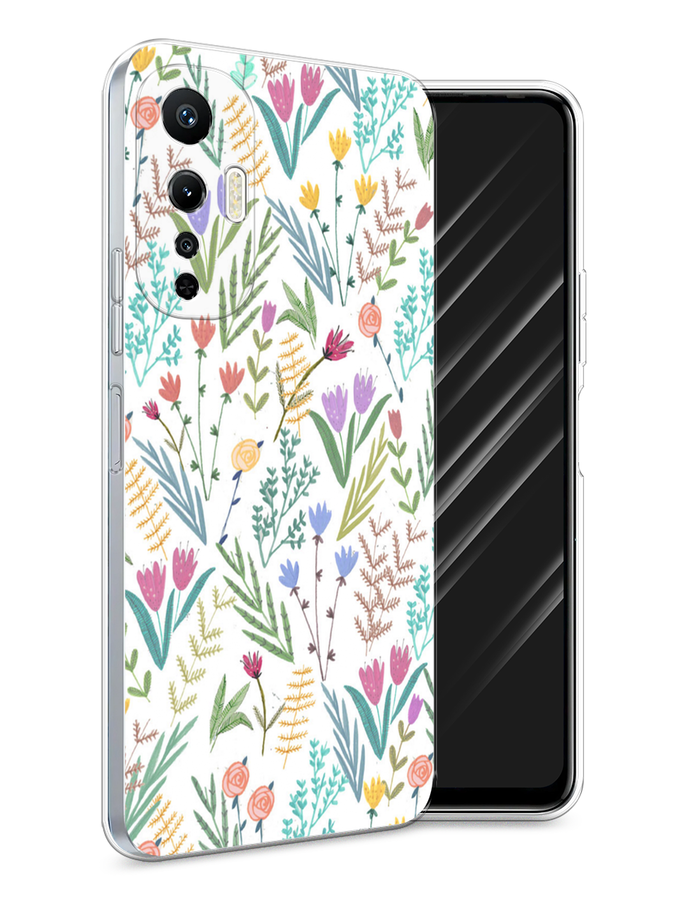 

Чехол Awog на Infinix Hot 20S "Полевые цветы рисунок", Белый;зеленый, 3103650-8