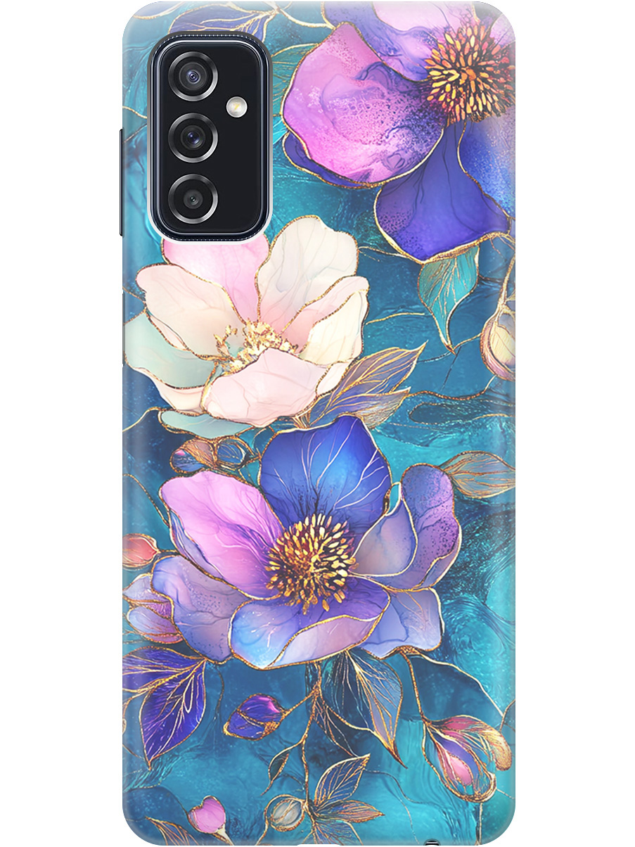 

Силиконовый чехол на Samsung Galaxy M52 5G с принтом "Фиолетовые цветы и листья", Прозрачный;белый;синий, 734082123