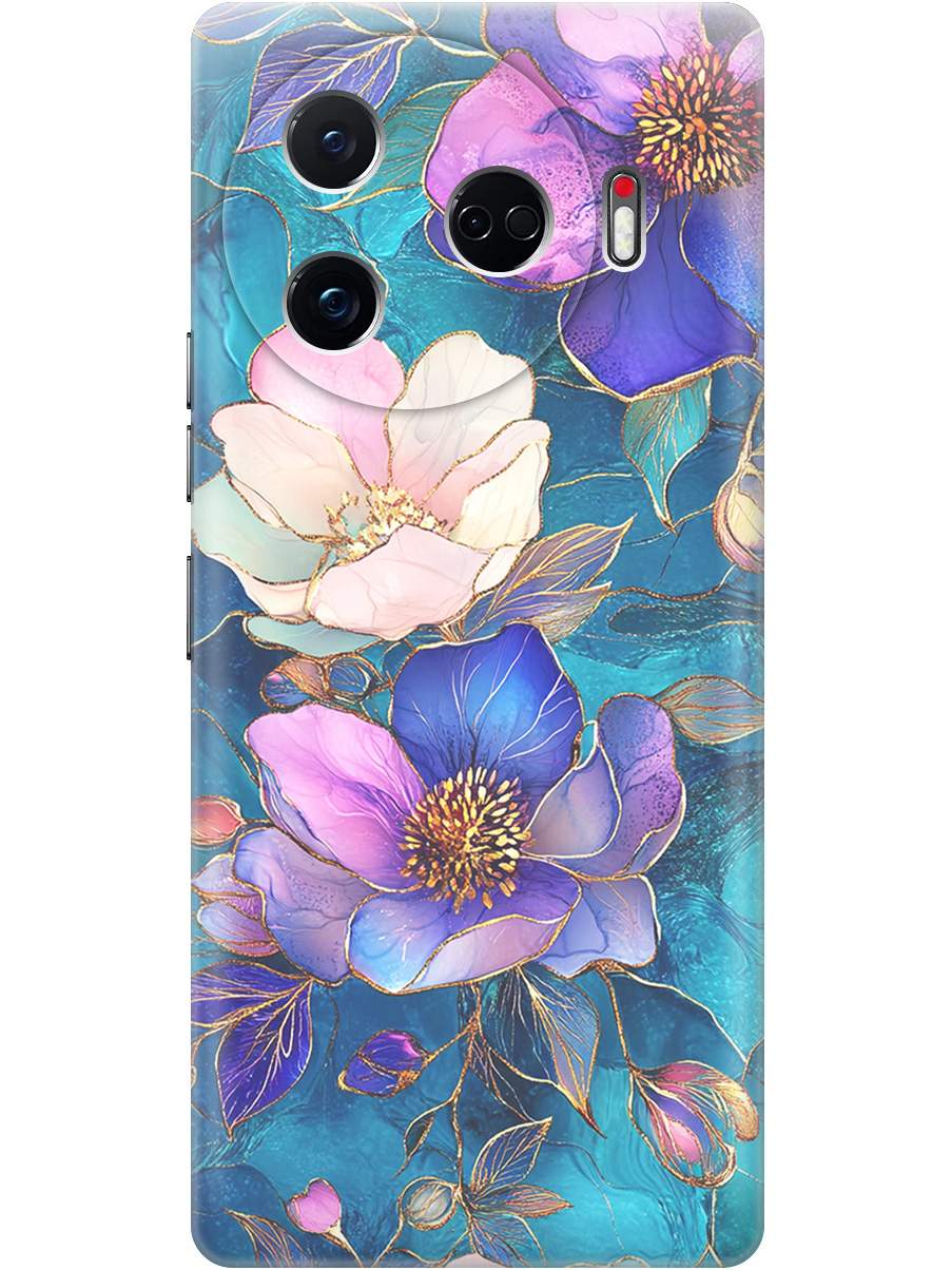 

Силиконовый чехол на Tecno Camon 30 Pro 5g с принтом "Фиолетовые цветы и листья", Прозрачный;белый;синий, 782633623