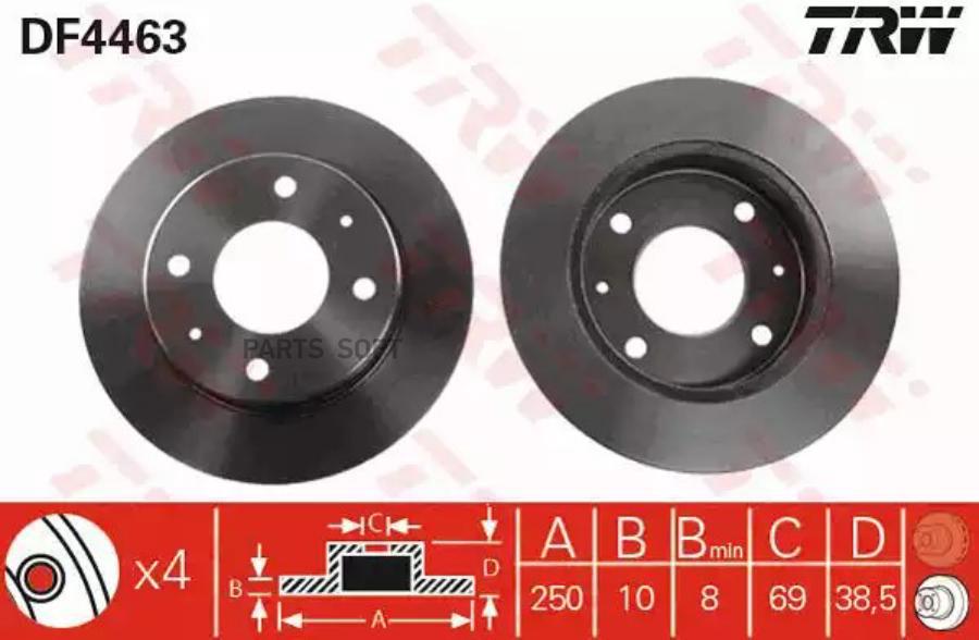 

Диск тормозной задний mitsubishi colt iv/smart 454 /d=250mm trw df4463