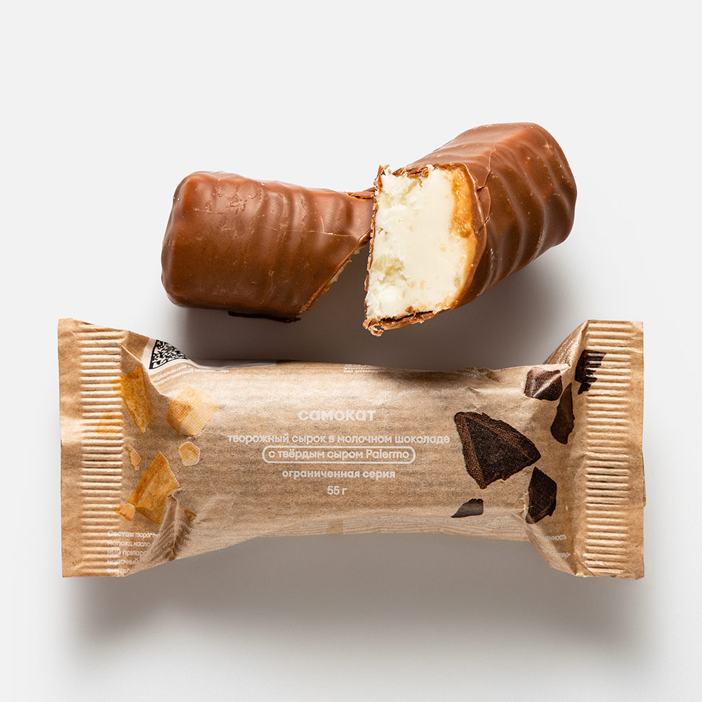 Сырок творожный Самокат в молочном шоколаде с твёрдым сыром Palermo 23% 55 г
