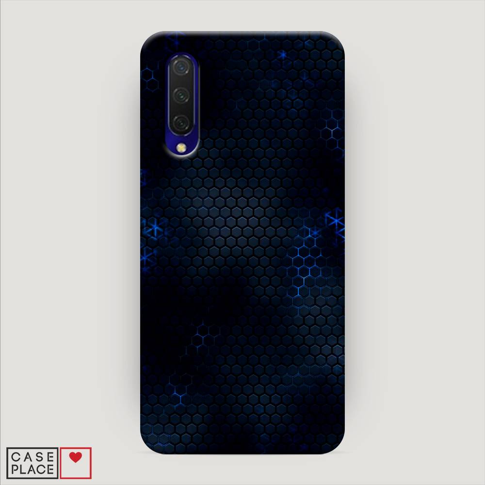 фото Пластиковый чехол "фон соты синие" на xiaomi mi 9 lite awog