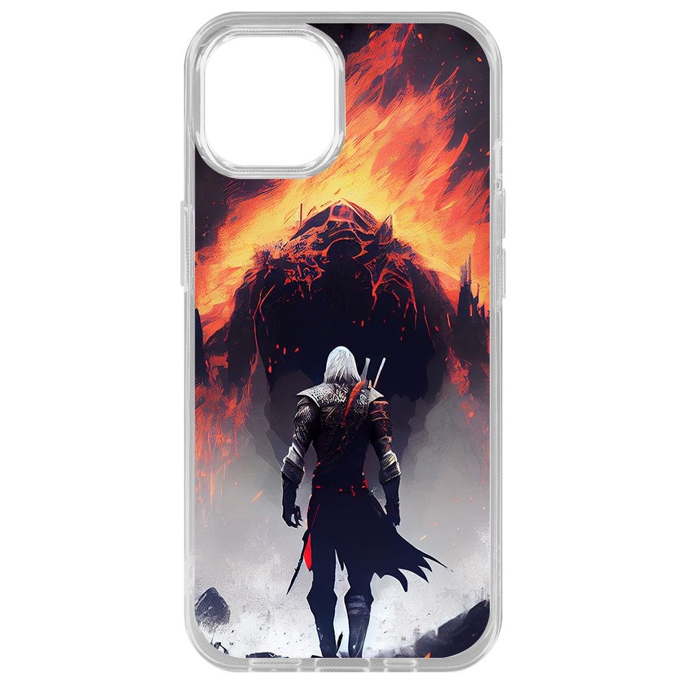 

Чехол-накладка Krutoff Clear Case Ведьмак. Геральт для iPhone 14 Plus, Прозрачный
