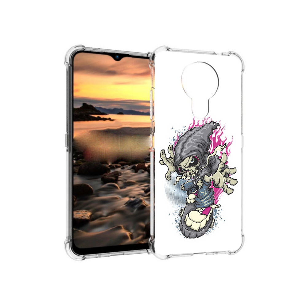 

Чехол MyPads Tocco для Nokia 1.4 нарисованный скелет на скейт борде (PT159954.115.512), Прозрачный, Tocco