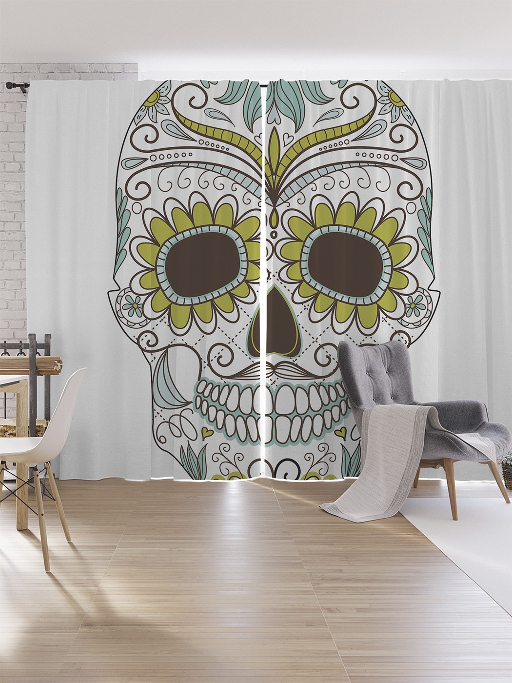 

Шторы под лён JoyArty "Орнаменты на черепе", серия Oxford DeLux, 340х265 см, Орнаменты на черепе