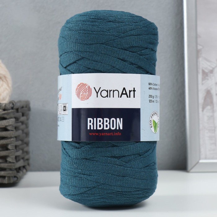

Пряжа Ribbon 40% полиэстер, 60% хлопок 125м/250гр (789 морской), Синий