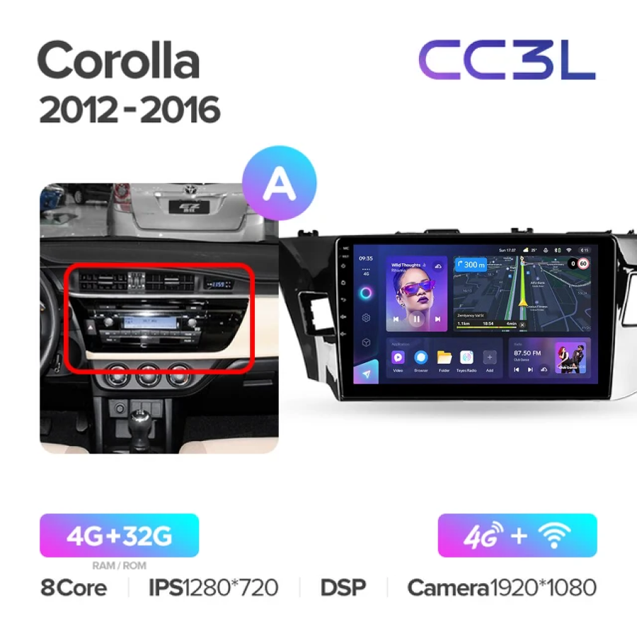 

Магнитола Teyes CC3L Toyota Corolla 2013 - 2016 4+32Gb, CC3L