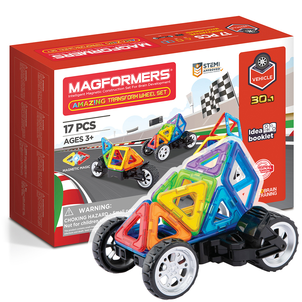 фото Конструктор магнитный magformers amazing transform wheel set, 17 дет., машинка-трансформер