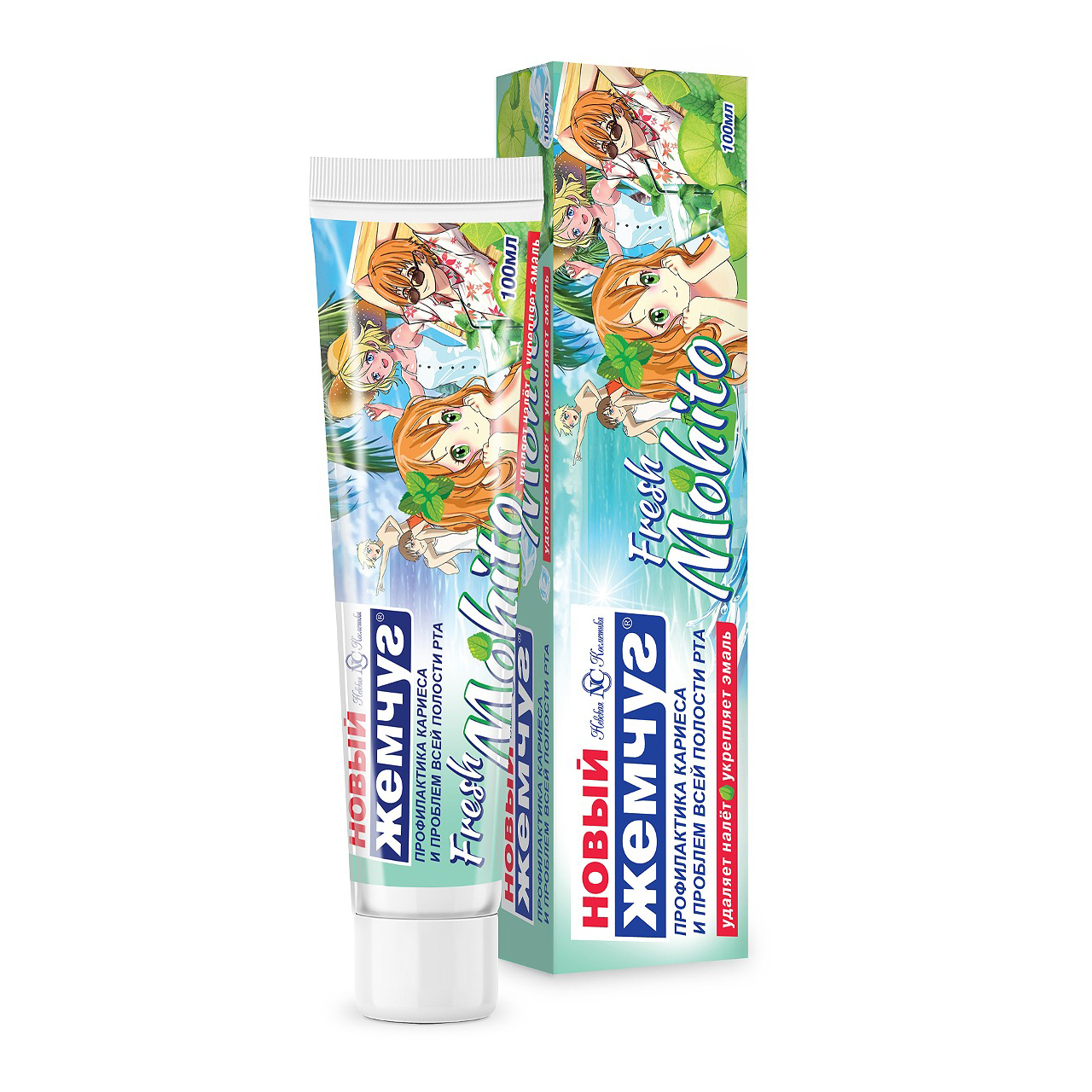 Зубная паста Новый жемчуг Fresh Mohito 100мл москитол спрей защита для взрослых от комаров фл 100мл