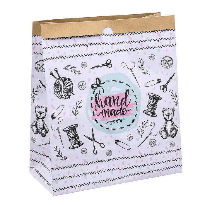 

Пакет крафтовый Hand made, 32 х 36 х 16 см Арт Узор, Белый
