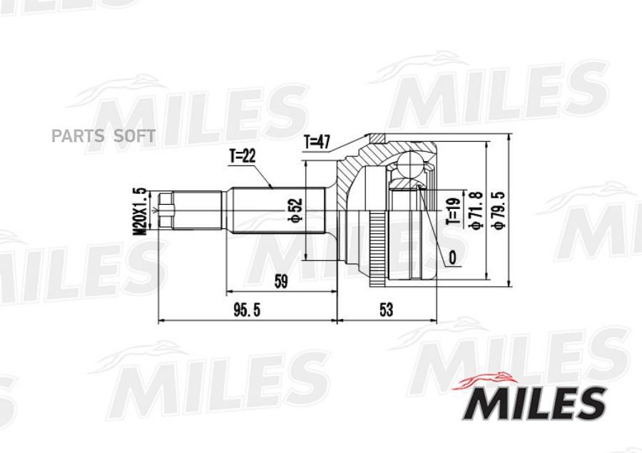 

Шрус Chevrolet Aveo Ii T250/255/Daewoo Kalos 1.2 03- Нар. +Abs Miles GA20043