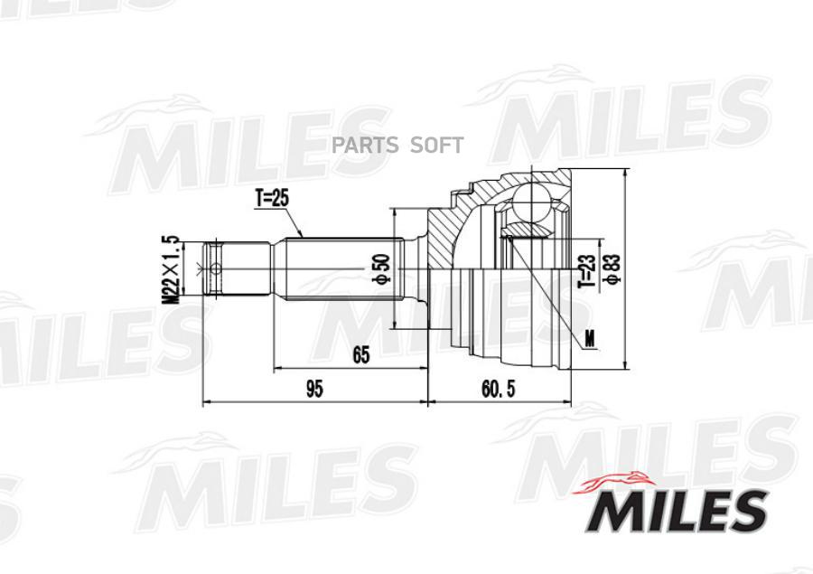 

Шрус Наружный Mitsubishi Galant/Lancer 1.8 -92 (Gkn 303852) Ga20265 Miles арт. GA20265