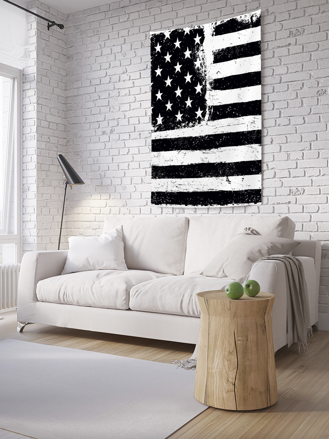 фото Вертикальное фотопанно на стену joyarty "монохромный флаг сша", 150x200 см