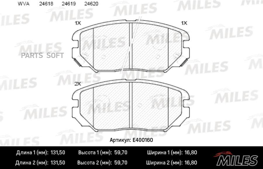 

Колодки Тормозные Hyundai Sonata V(Nf)/Kia Opirus 05- Передние Miles арт. E400160