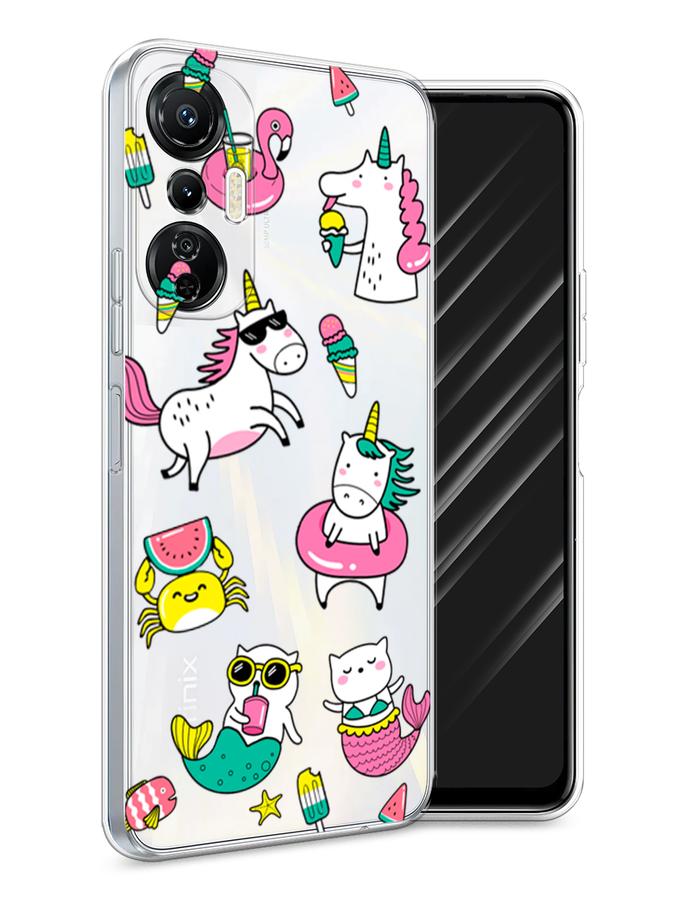 

Чехол Awog на Infinix Hot 20S "На отдыхе", Белый;голубой;розовый, 3103650-2