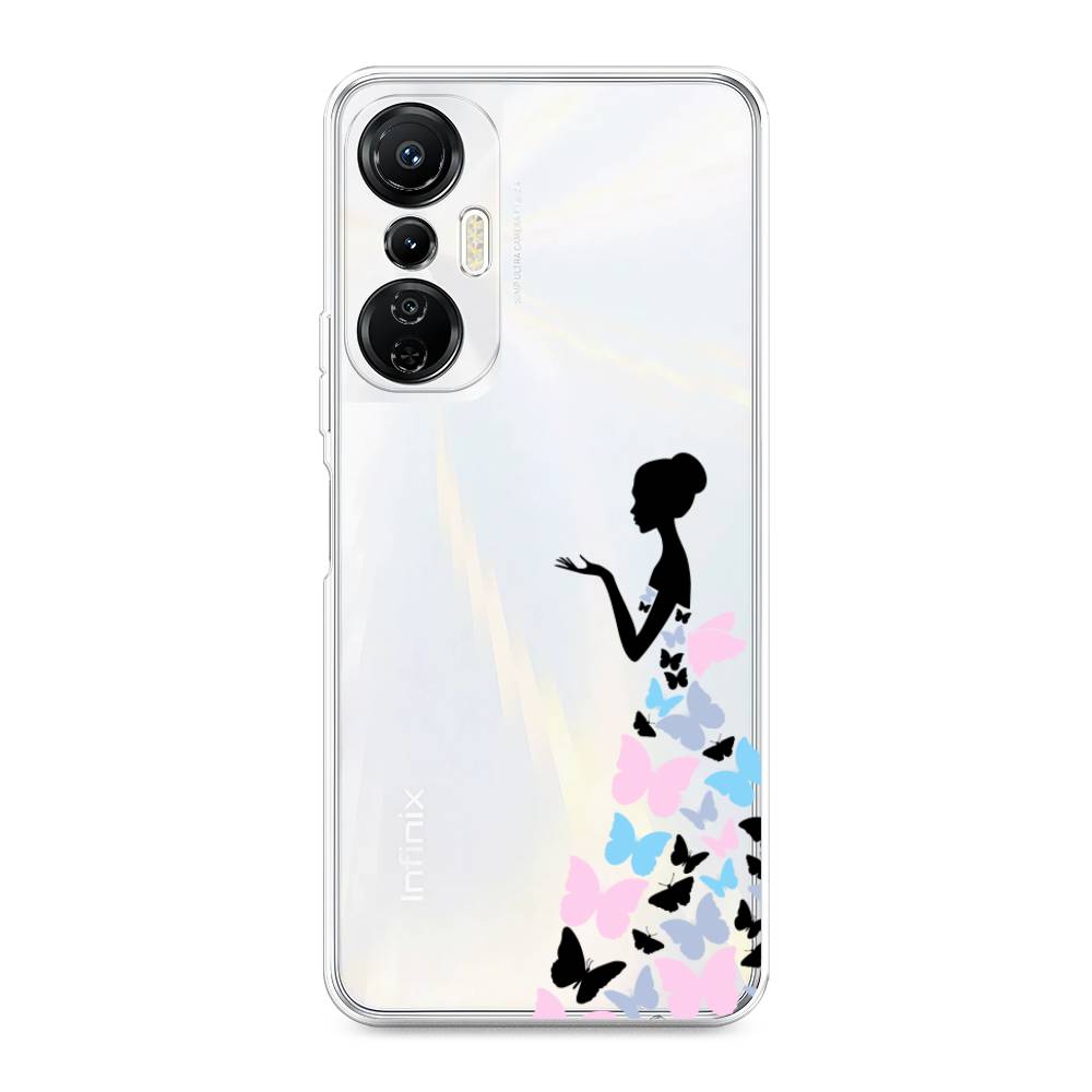 

Чехол Awog на Infinix Hot 20S "Платье из бабочек", Белый;розовый, 3103650-1
