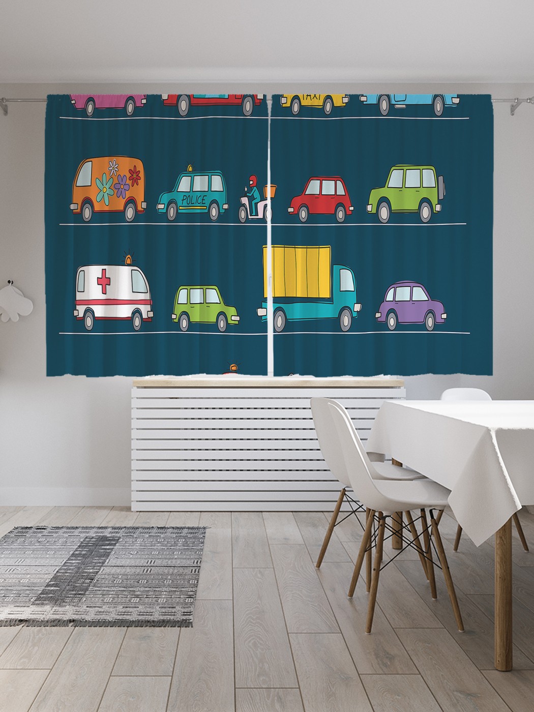 

Классические шторы JoyArty "Автомобили на дороге", Oxford DeLux, 2 полотна 145x180 см, Автомобили на дороге