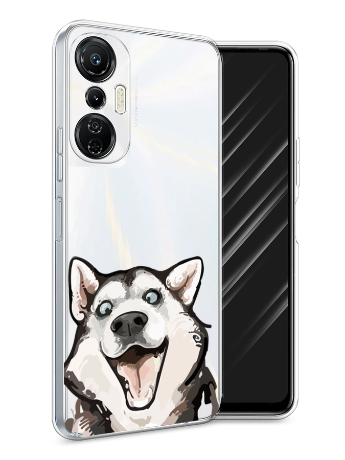 

Чехол Awog на Infinix Hot 20S "Радостный хаски", Белый;голубой;черный, 3103650-1