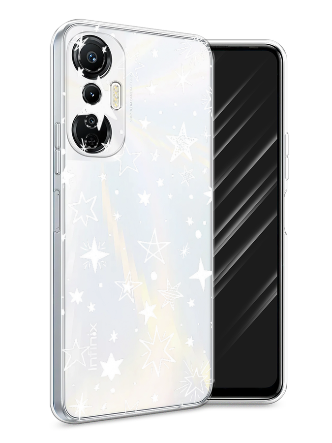 

Чехол Awog на Infinix Hot 20S "Звездочки графика белая", Прозрачный;белый, 3103650-7