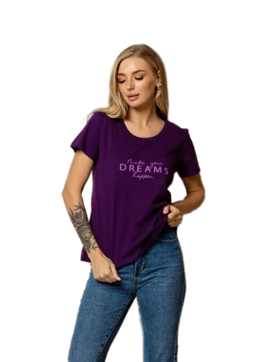 

Футболка женская Ohana market Dreams фиолетовая 52 RU, Dreams