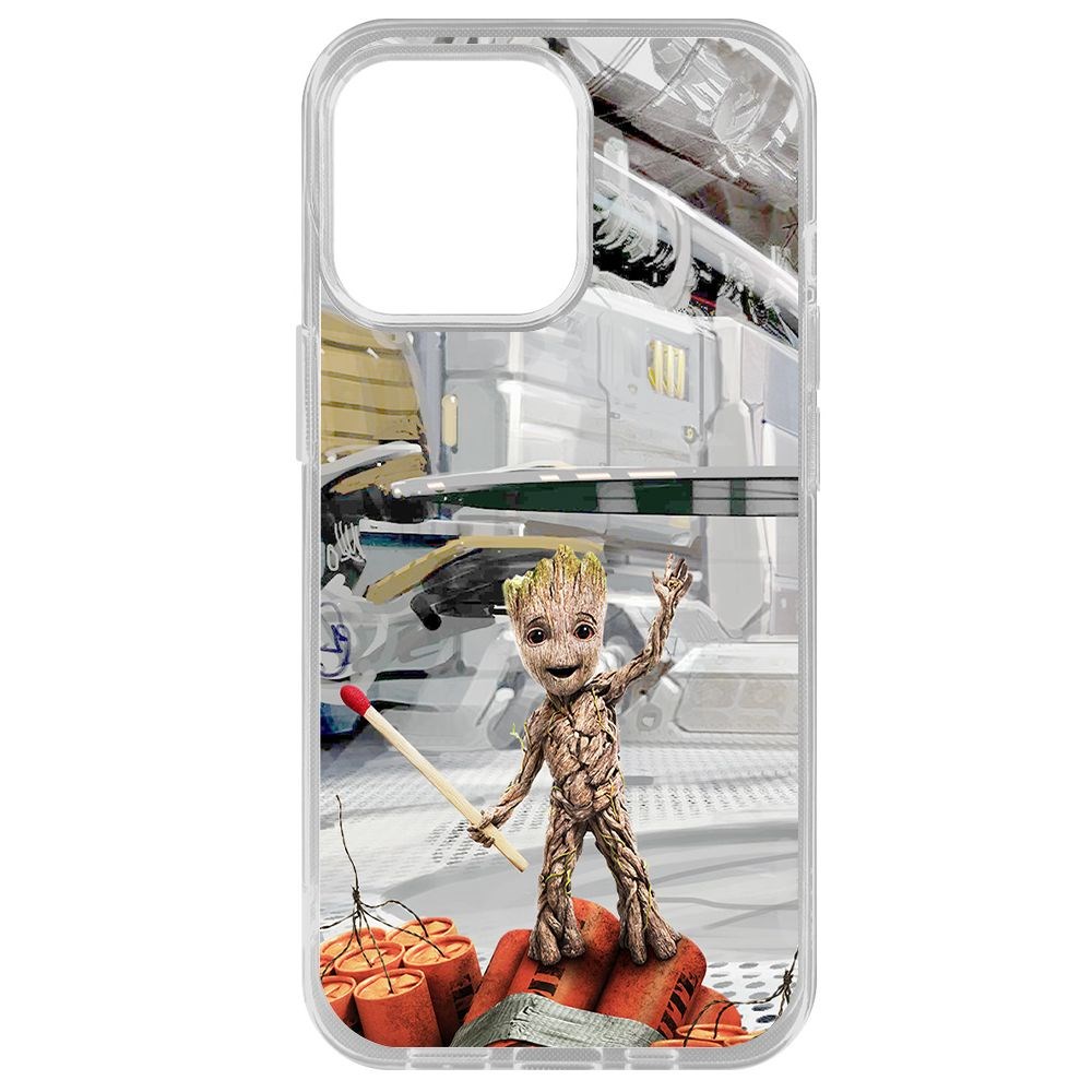 

Чехол-накладка Krutoff Clear Case Стражи Галактики. Малыш Грут для iPhone 14 Pro Max, Прозрачный