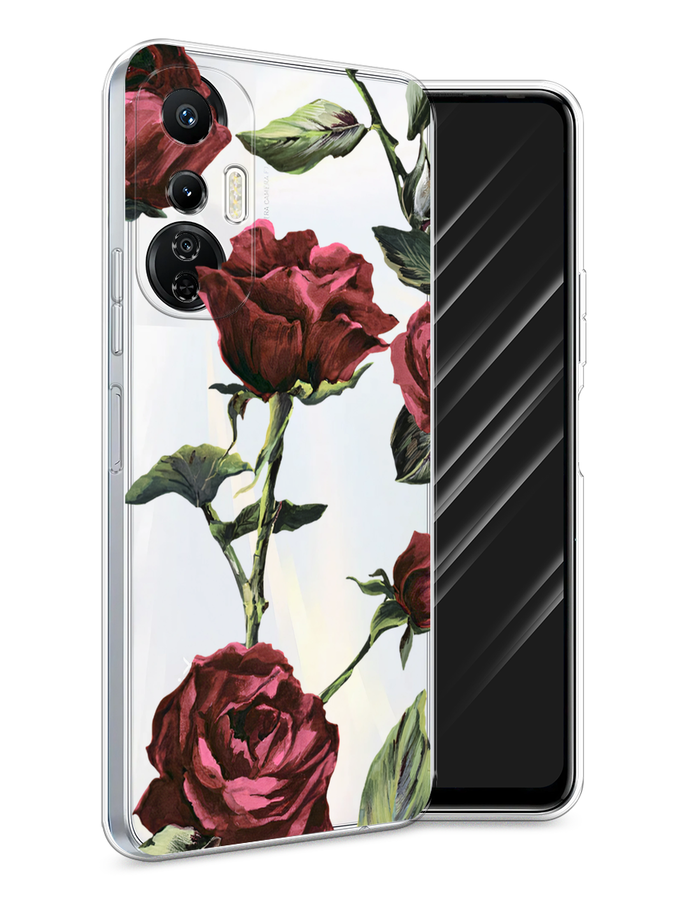 

Чехол Awog на Infinix Hot 20S "Бордовые розы фон", Красный, 3103650-8