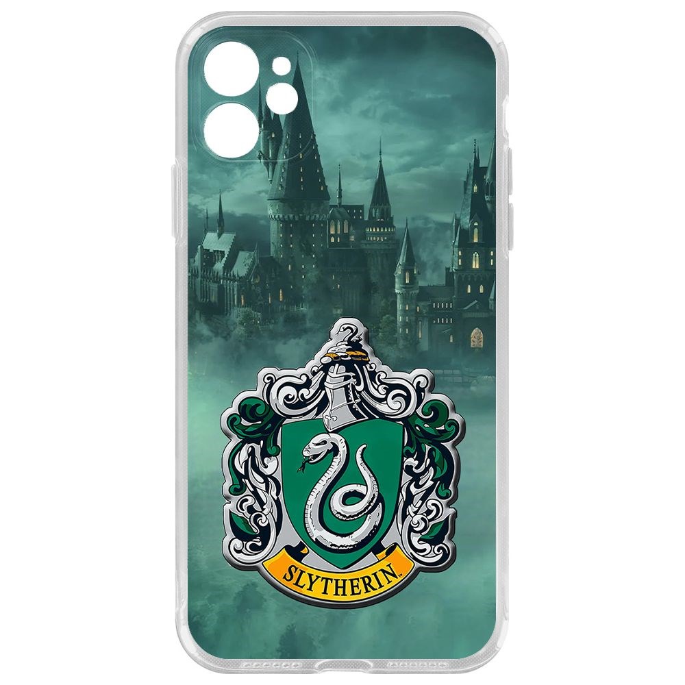 

Чехол-накладка Krutoff Clear Case Гарри Поттер. Слизерин для iPhone 11 с защитой камеры, Прозрачный