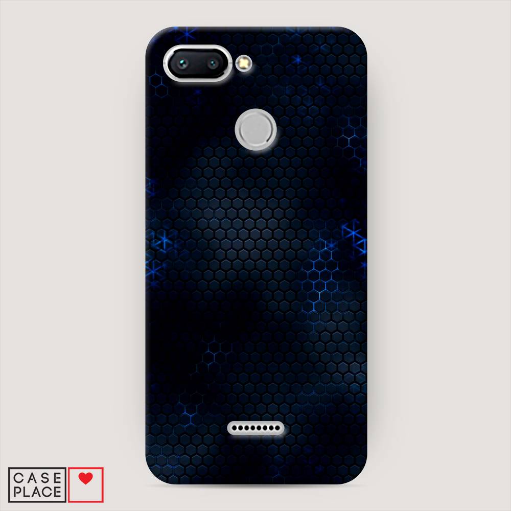 

Пластиковый чехол "Фон соты синие" на Xiaomi Redmi 6