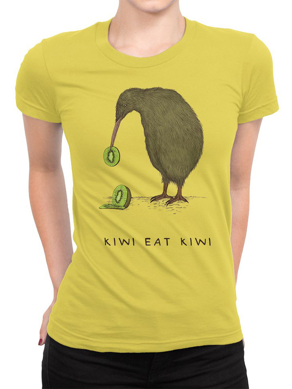 

Футболка женская DreamShirts Studio Киви ест киви / Птичка и фрукт желтая M, Желтый, Киви ест киви / Птичка и фрукт