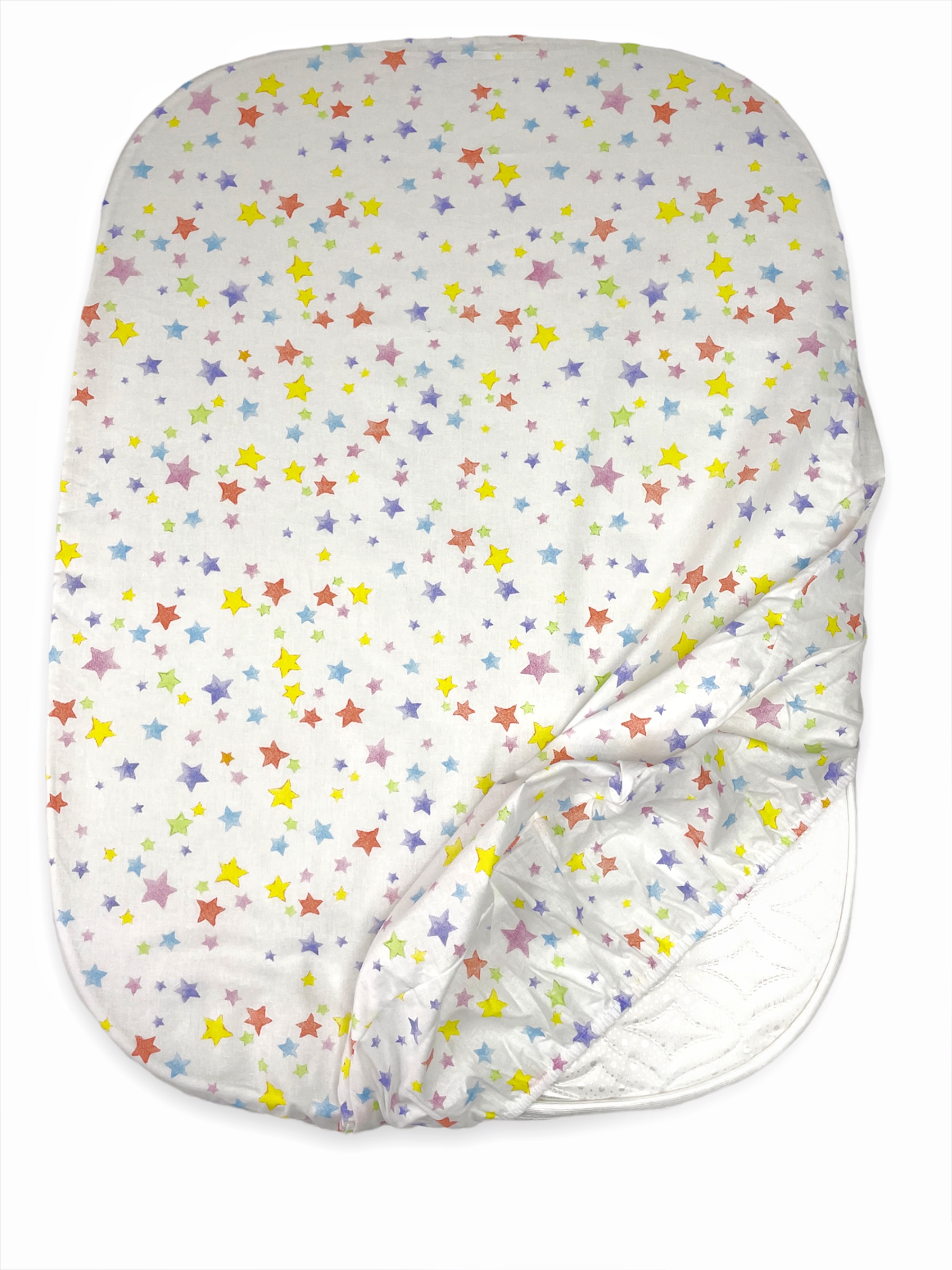 фото Простыня на резинке для детской кровати babygood 85*60 см, с закругл. краями, конфетти