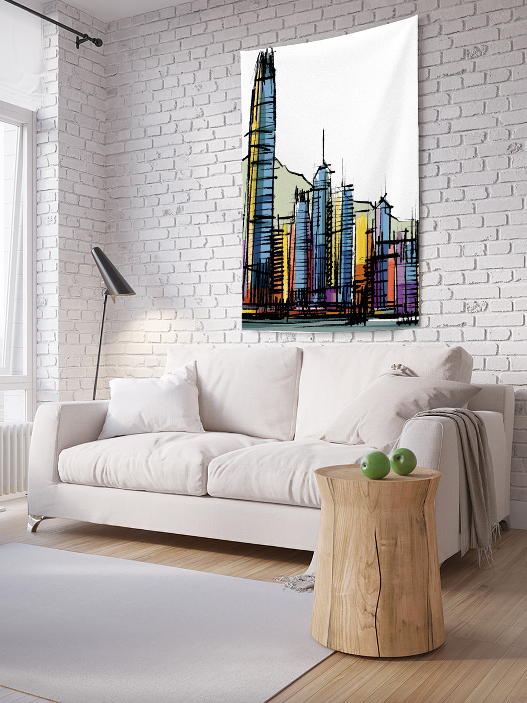 

Вертикальное фотопанно на стену JoyArty Графический город 150x200 см, Графический город