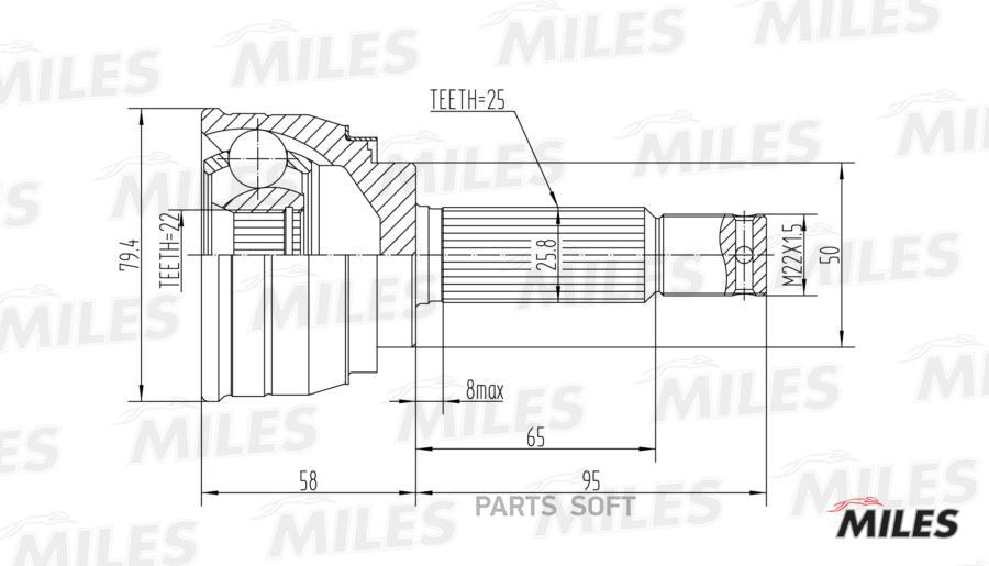 

Шрус Miles Ga20259 Шрус Mitsubishi Colt/Lancer 1.2-1.8 80-92 Нар. Miles арт. GA20259