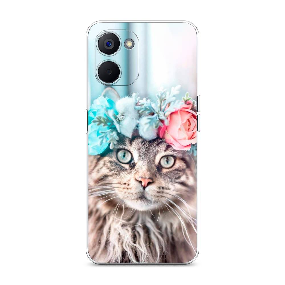 

Чехол Awog на Realme V20 "Кот в венке", Серый;голубой;розовый, 2512950-2