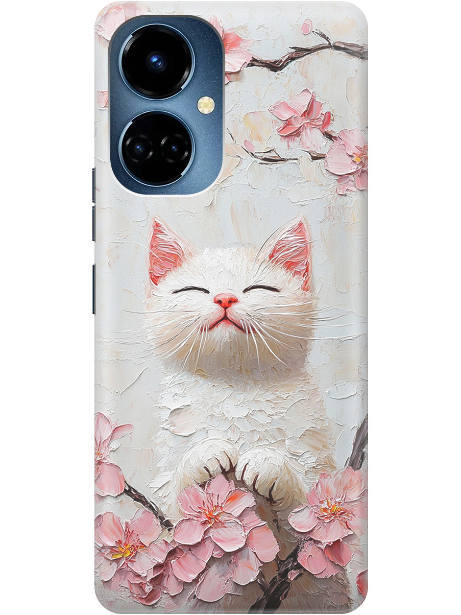 

Силиконовый чехол на Tecno Camon 19 / 19 Pro с принтом "Котик и сакура", Прозрачный;белый;розовый, 778675812