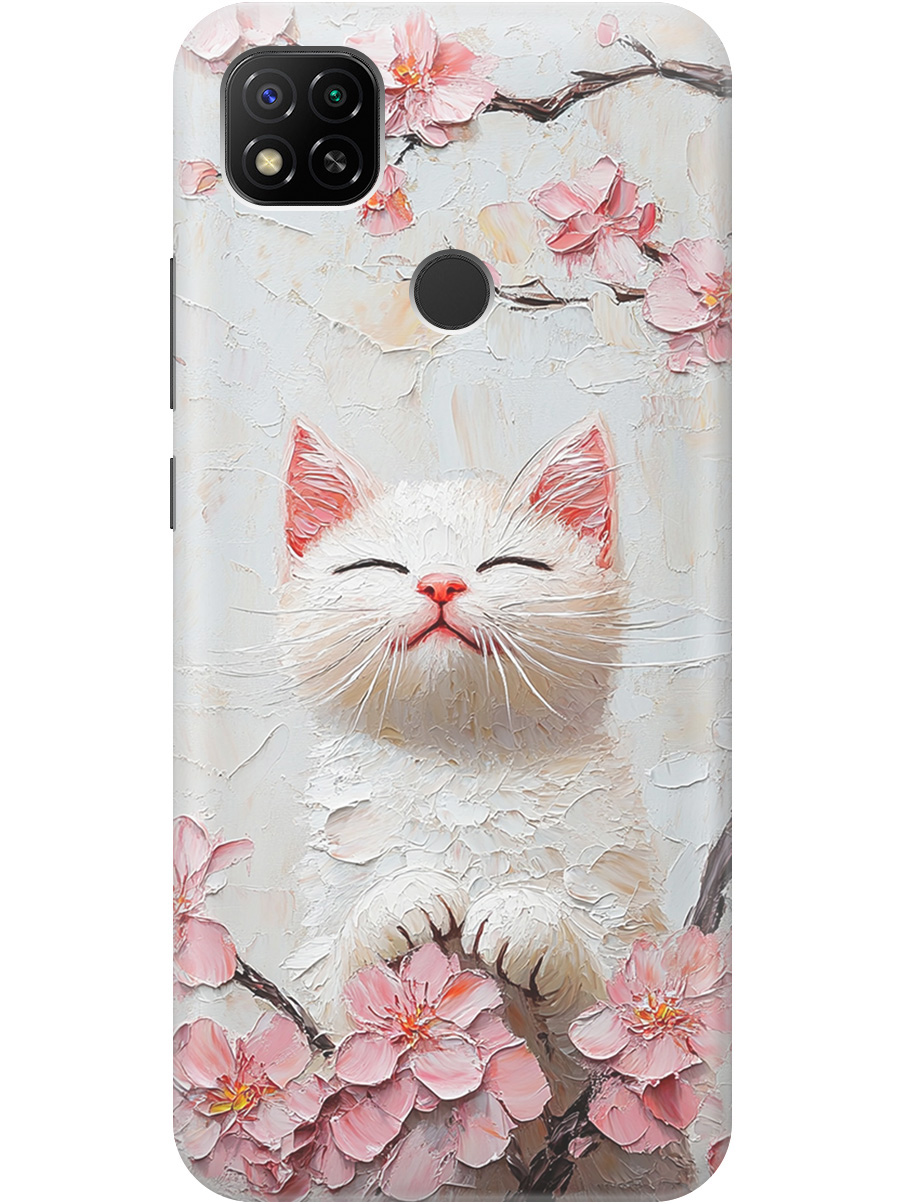 

Силиконовый чехол на Xiaomi Redmi 10A / 9C с принтом "Котик и сакура", Прозрачный;белый;розовый, 723311712
