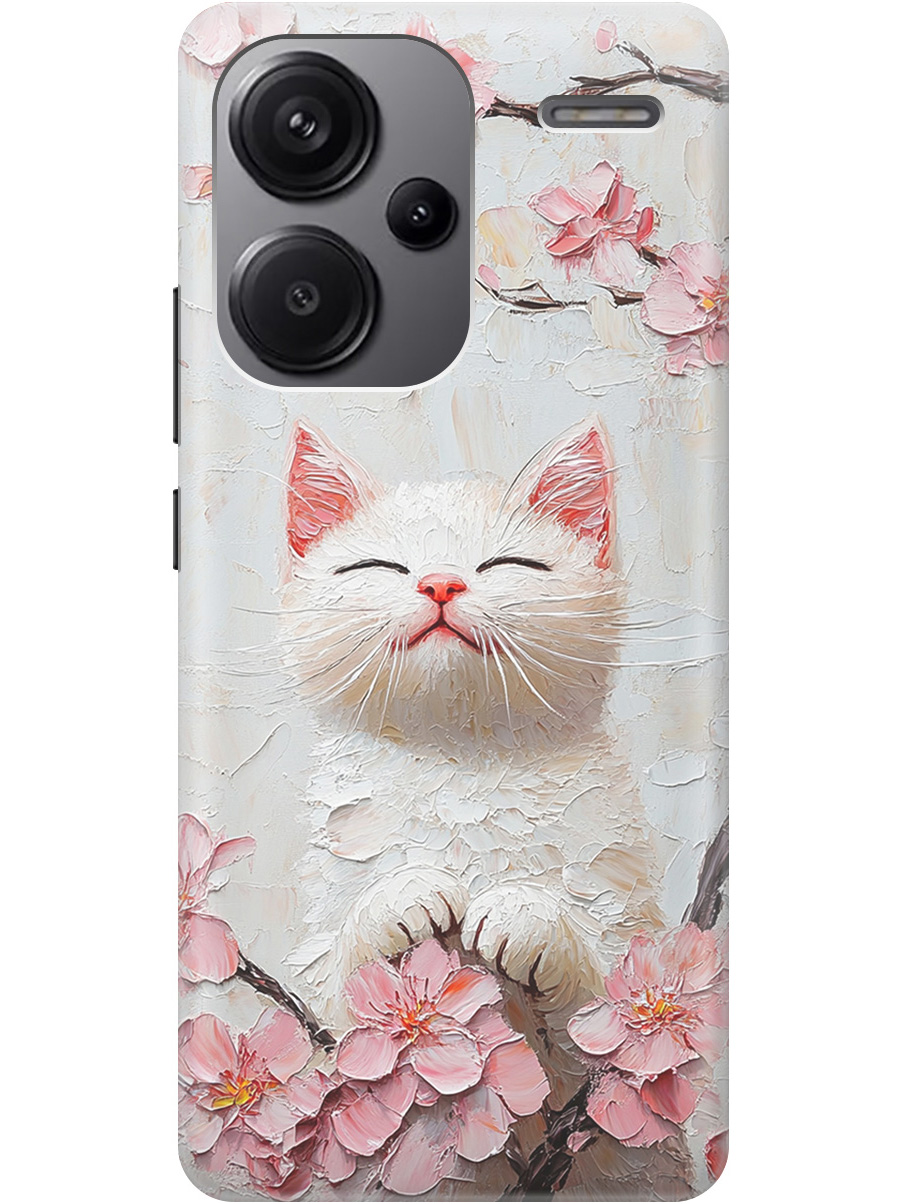 

Силиконовый чехол на Xiaomi Redmi Note 13 Pro + с принтом "Котик и сакура", Прозрачный;белый;розовый, 776589212