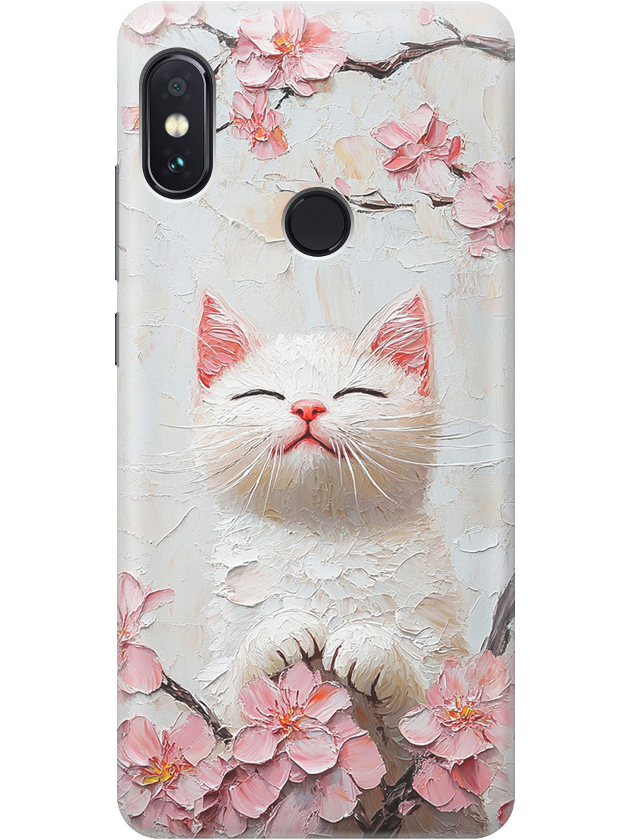 

Силиконовый чехол на Xiaomi Redmi Note 5 / Note 5 Pro с принтом "Котик и сакура", Прозрачный;белый;розовый, 717568712
