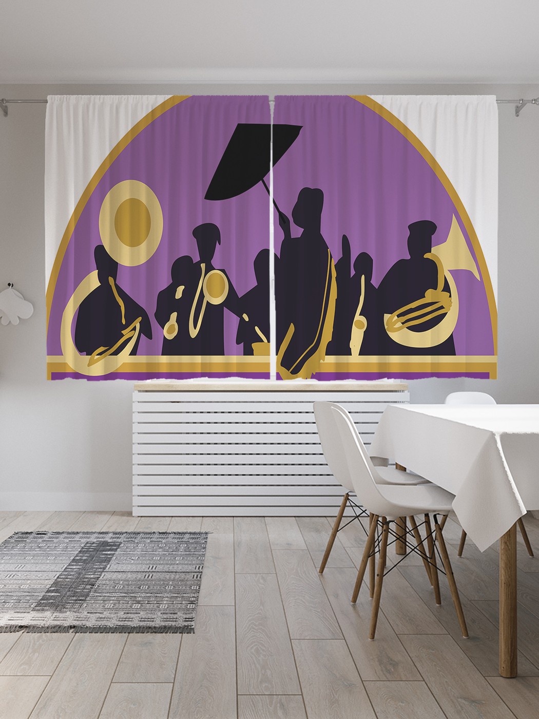 

Классические шторы JoyArty "Оркестр Нового Орлеана", Oxford DeLux, 2 полотна 145x180 см, Оркестр Нового Орлеана