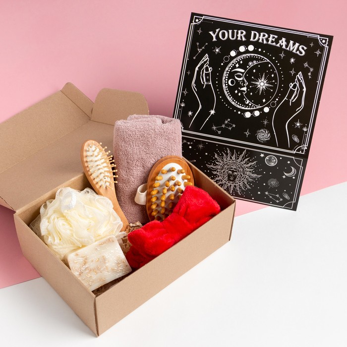 

Набор подарочный Этель Your dreams полотенце и аксс (5 предм), Розовый, Женские подарочные наборы Этель