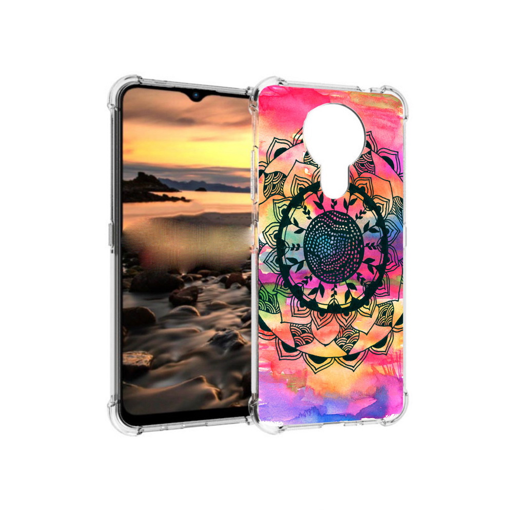 

Чехол MyPads Tocco для Nokia 1.4 яркая абстракция круглый цветок (PT159954.115.704), Прозрачный, Tocco