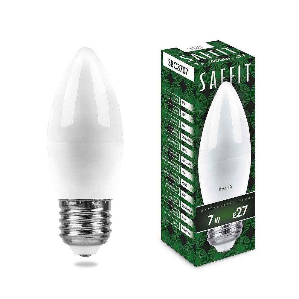 

Лампа светодиодная LED 7вт E27 белый матовая свеча | код. 55033 | FERON 1шт.