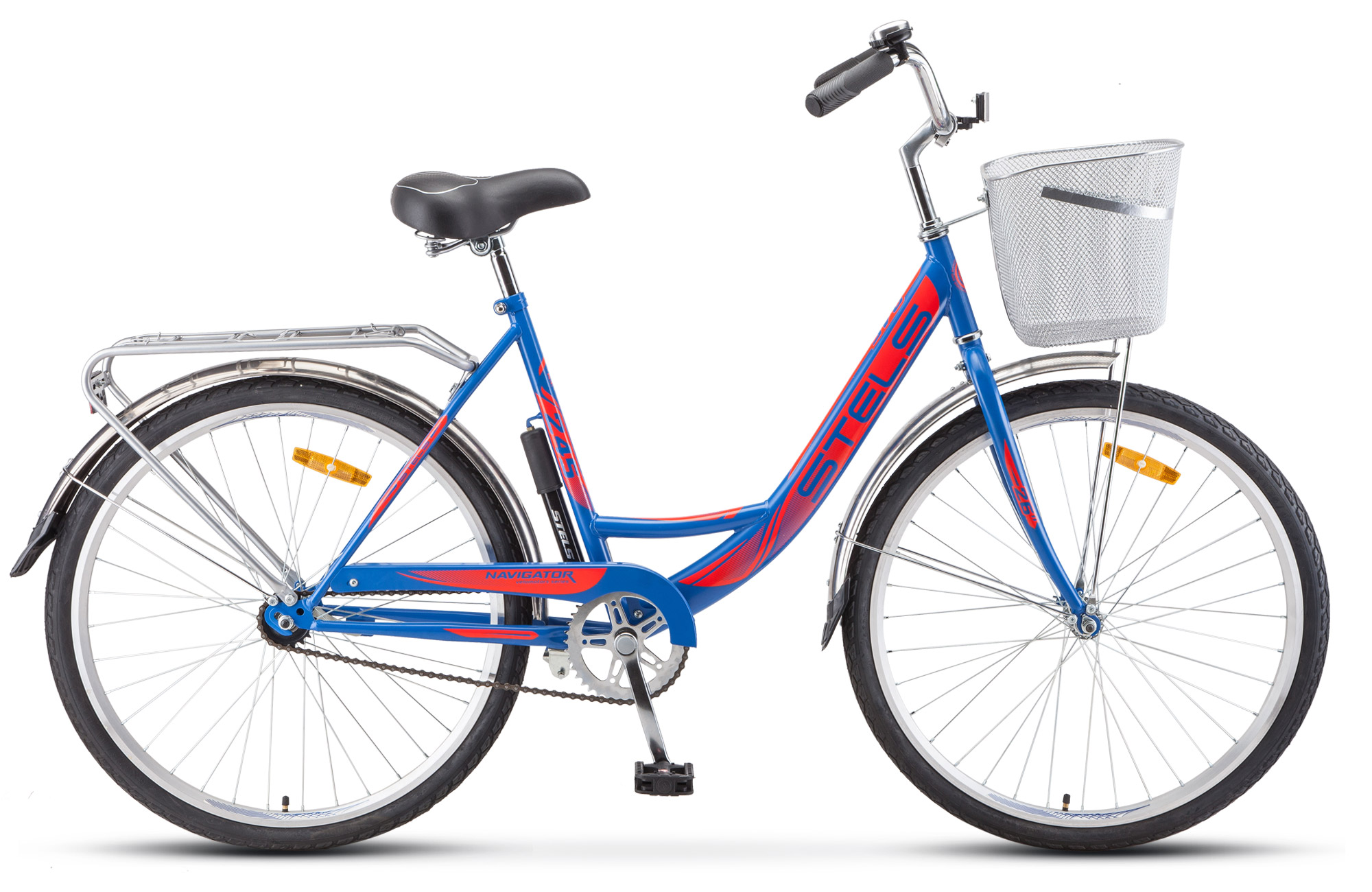 Велосипед STELS Navigator-245 26 (Z010) 19 синий/красный+ корзина [2 места]