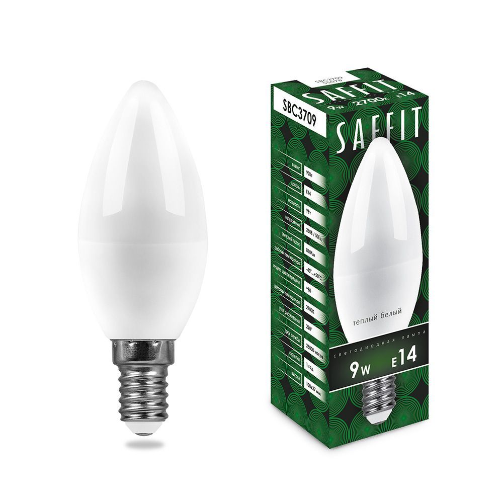 

Лампа светодиодная LED 9вт Е14 теплый матовая свеча | код. 55078 | FERON 1шт.