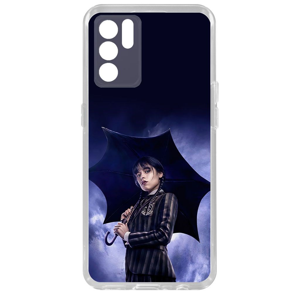 

Чехол-накладка Krutoff Clear Case Уэнсдей Аддамс - Уэнсдей под зонтом для Oppo Reno6, Прозрачный
