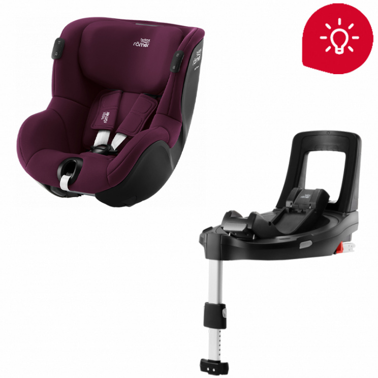 фото Детское автокресло britax roemer dualfix isense burgundy red + база flex base isense