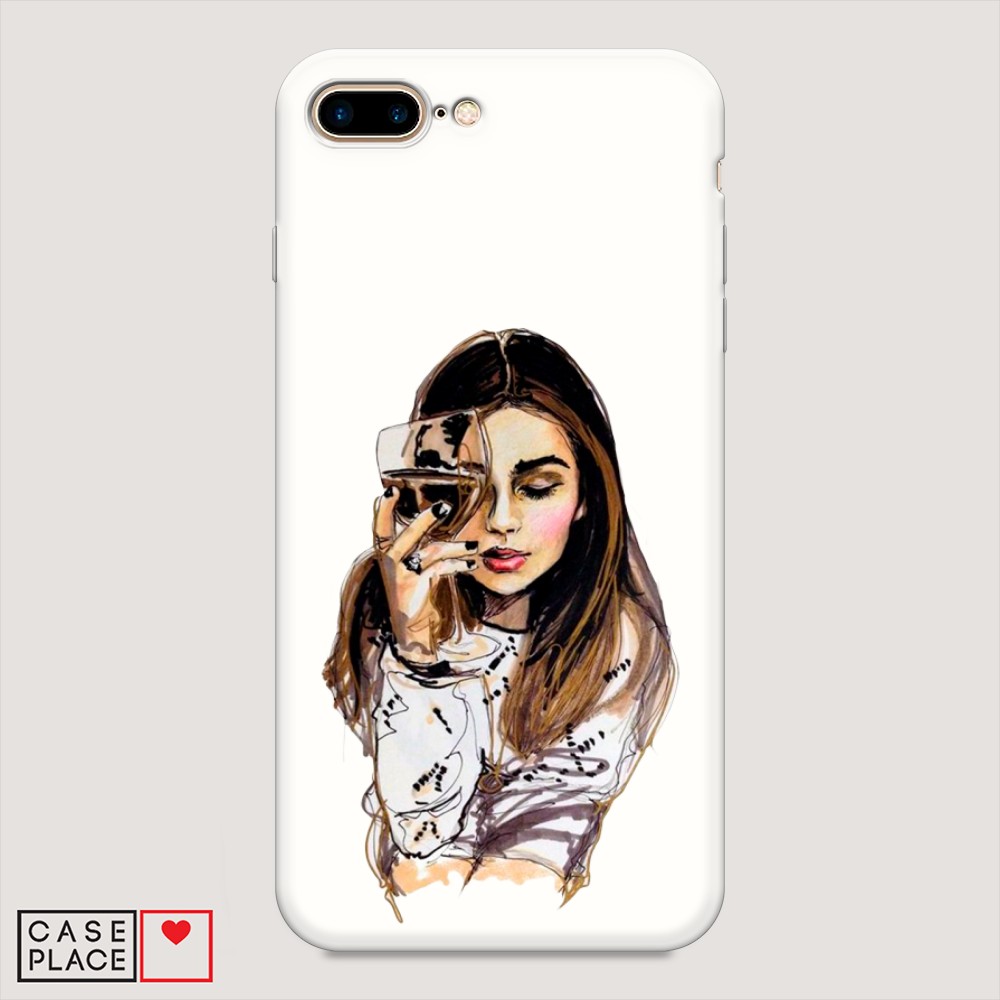 

Чехол Awog на Apple iPhone 8 Plus / Айфон 8 Plus "Девушка с бокалом", Разноцветный, 10957-1