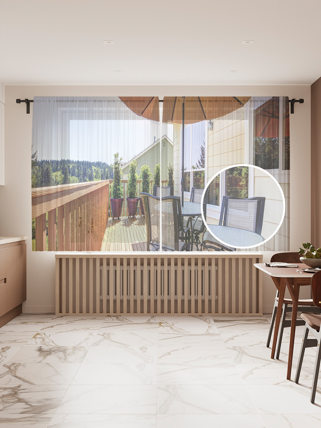 

Фототюль JoyArty "На свежем воздухе" 145x180см (2 полотна со шторной лентой + 50 крючков), На свежем воздухе